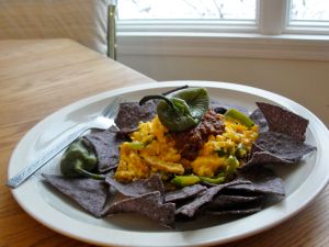 Breakfast nachos on a wintery morning.