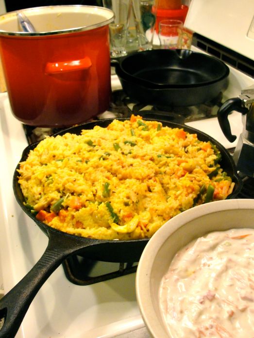 Vegetable biryani and raita