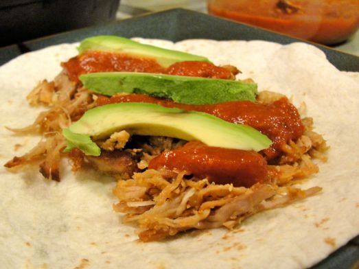 Chipotle carnitas and avocado taco