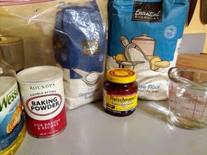 Dough ingredients for steamed bao.