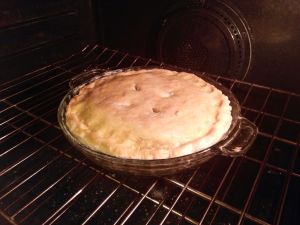Baking the pie.