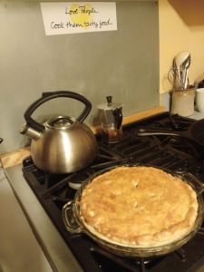 The finished, resting corned beef and cabbage pie.