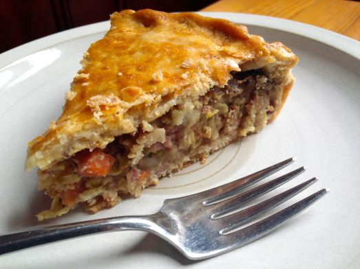 Corned beef and cabbage pie.