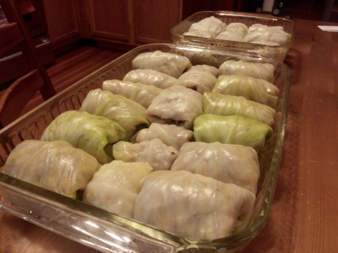 Gołąbki before cooking.