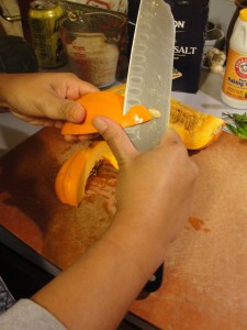 Peel the squash.