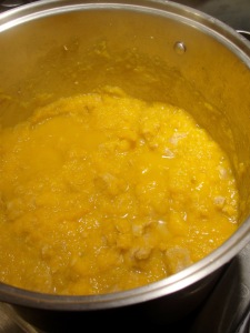 Pork and pumpkin stewing.